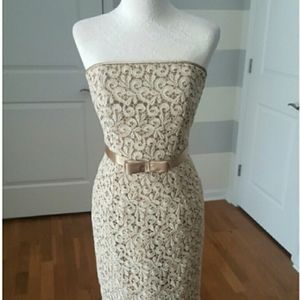 Jessica McClintock Gold Lace Strapless dress